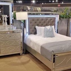 Brand New 4pc Bedroom Set In Box With Led Light  Finance Available No Credit Needed limited Stock 
