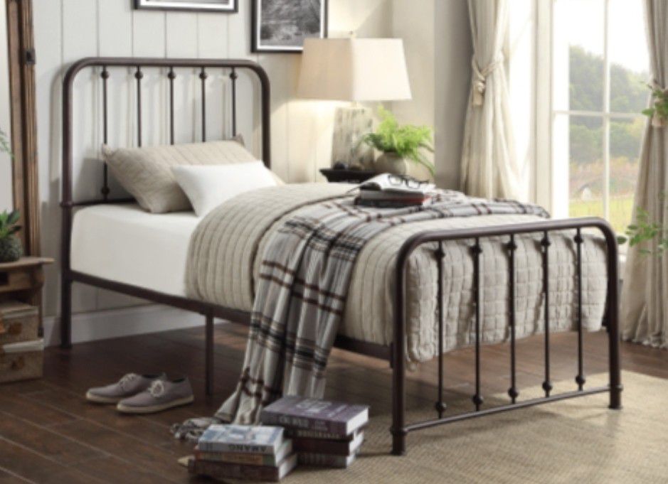 Bronze Twin Bed And Mattress