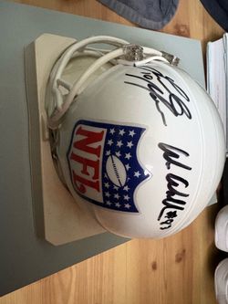 Signed Wes Welker/Eli Manning mini helmet