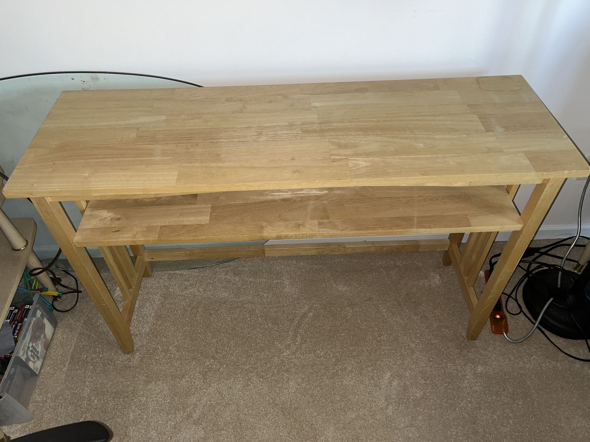 Nice Wood Entry Table/3 Wall Shelf/Cabinets