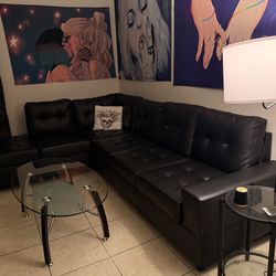 Black leather couch