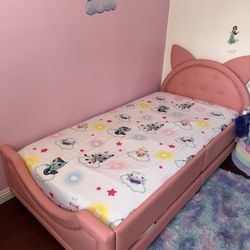 Twin Pink Cat Bed frame
