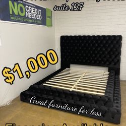 Queen Size Bed Frame Black Velvet Brand New