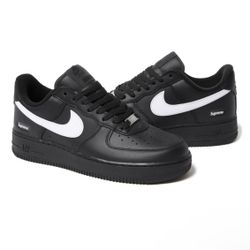Nike Air Force 1 Low Supreme Black White 8M & 9M