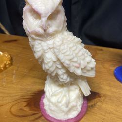 Large Owl Candle Heavily Scented with Sitting Plate