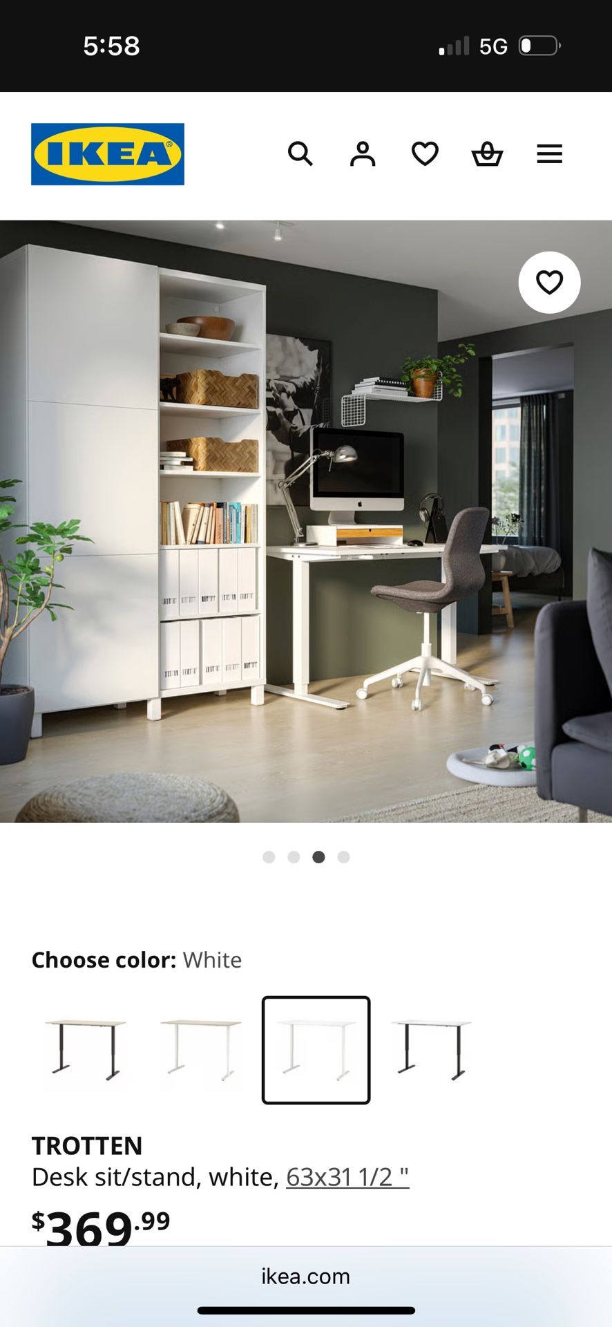 Ikea Sit And Stand Desk - White