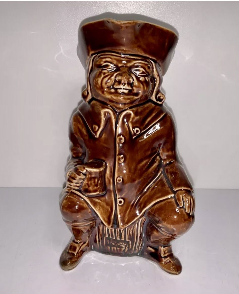 Vintage Rare Ridgway Sterling Pottery Character Toby Jug Mug Brown Tanka, England