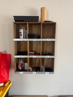 Rustic Wood Wall Cubby Organizer with 9 Compartments
