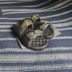 Black Leather Slides,size 8,New.
