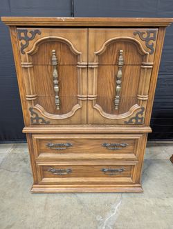 Bassett Furniture Armoire Drawers with Ornate Hardware
