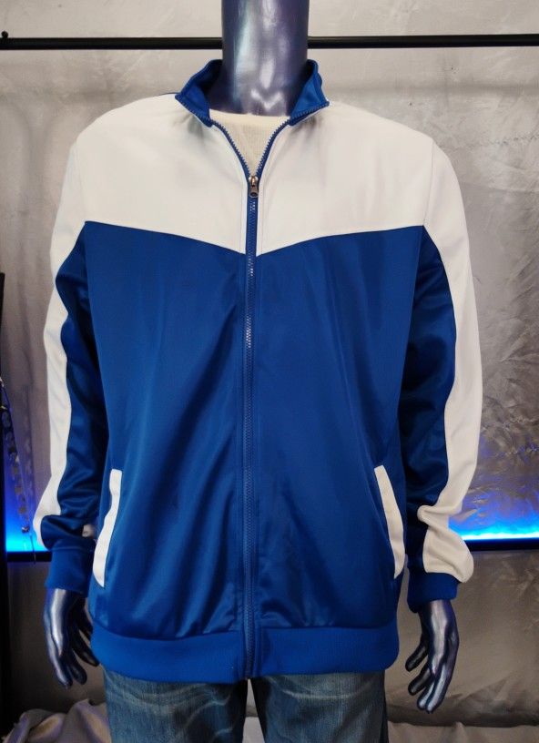 Men's Track Jacket XL Blue White Full Zip 