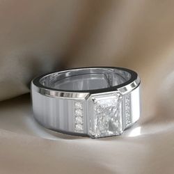 New 2.03 Carat IGI Certified Lab Diamond Men’s 18k White Gold Ring