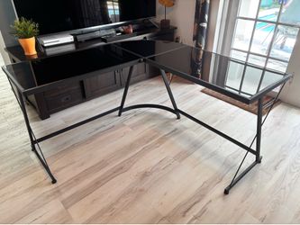 Glass L shape desk