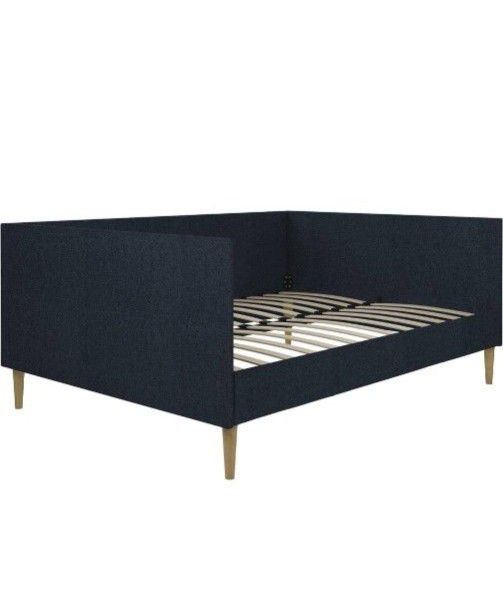 Disassembled & NEW - DHP Franklin Mid Century Upholstered, Full Size, Navy Linen Daybed, Blue