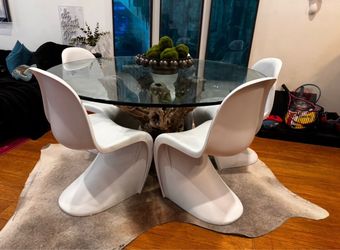 Set of 6 White Panton-Style Dining Chairs — $350