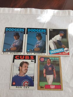 Bill Russell and Ron Cey 80s baseball cards