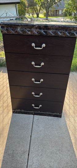Elegant, Black, Marble Top, Chest Of Drawer