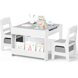 Kids Wood Table and 2 Chairs Set