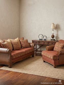 Premium Tropical/British Colonial Style Sofa & Oversized Armchair Set