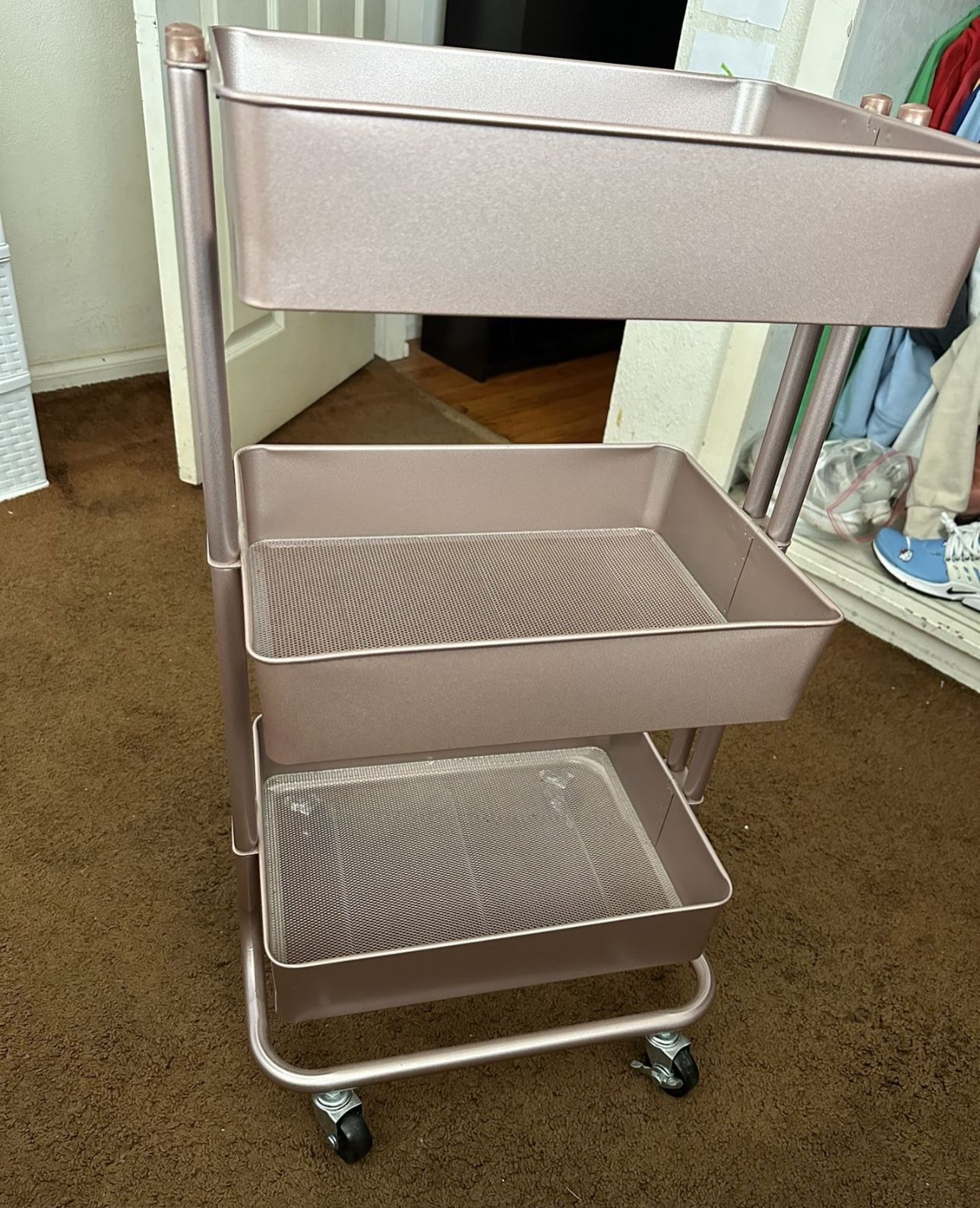 3-Tier Metal Rolling Cart