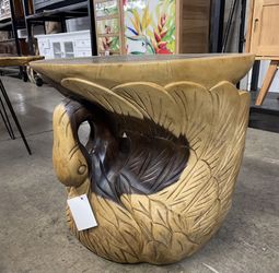 Solid Wood Swan Side Table Hand Carved