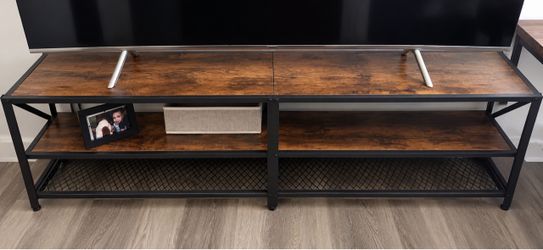Industrial TV Stand with Open Shelves