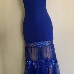 Vestido Largo En Lentejuela  , Disponible En Color Azul Y Oscuro Talla S