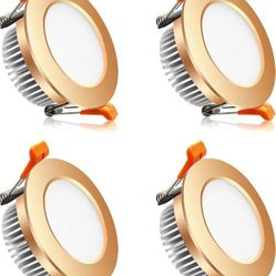 (New in Box)
YGS-Tech 3 Inch LED Recessed Lighting Dimmable Downlight, 5W(40W Halogen Equivalent), 2700K Ultra Warm White, CRI80, Gold Trim, LED Ceili