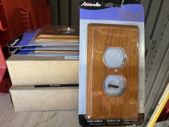 12 Of AMERELLE Contemporary 1 Gang Duplex Wood Wall Plate - Medium Oak
