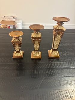 Set of 3 Gold Decorative Candle Holders