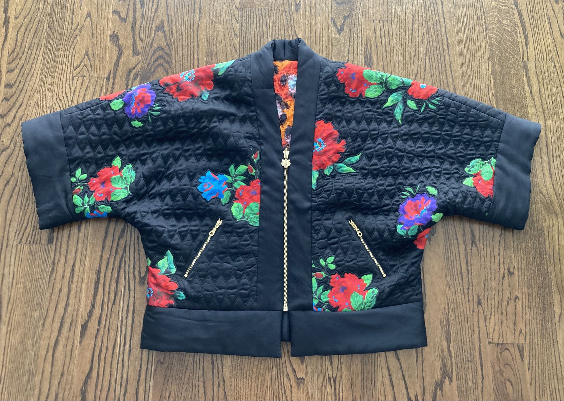 *Kenzo x H&M Reversible Quilted Kimono Jacket 100% Silk NEW*