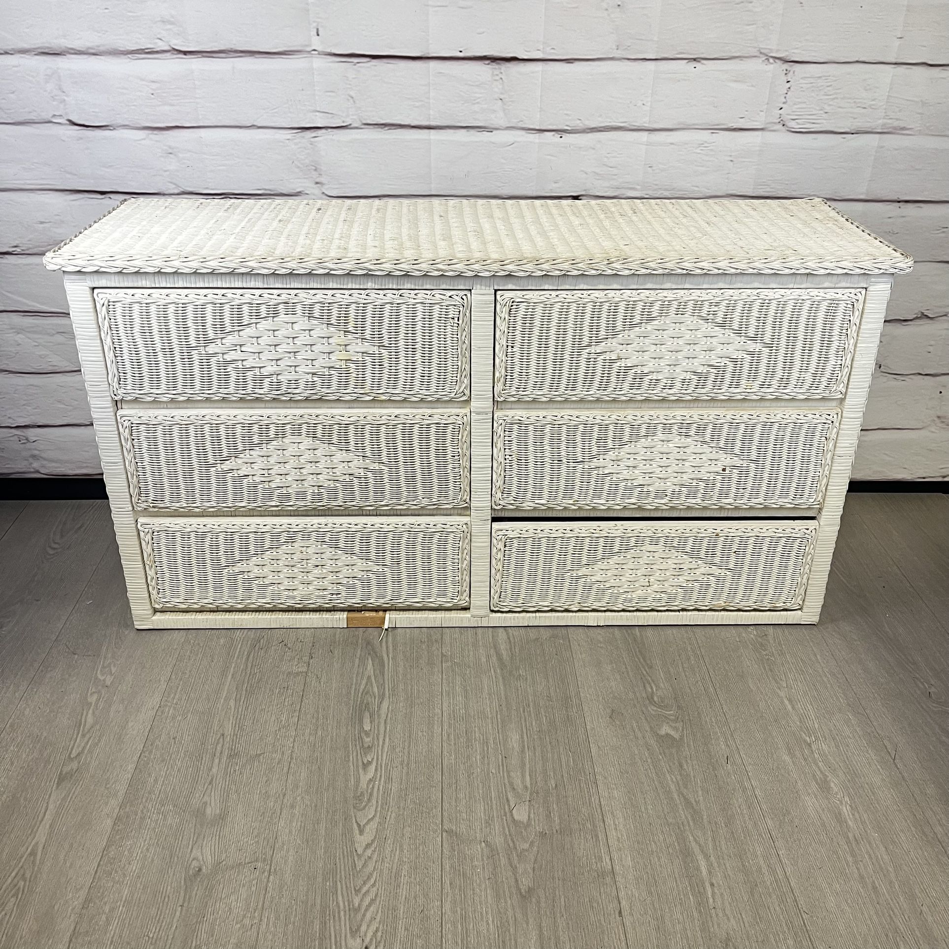 Vintage White Wicker Dresser