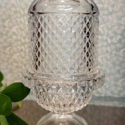 Vintage Viking Clear Diamond Point Glass Fairy Lamp Candle Holder 