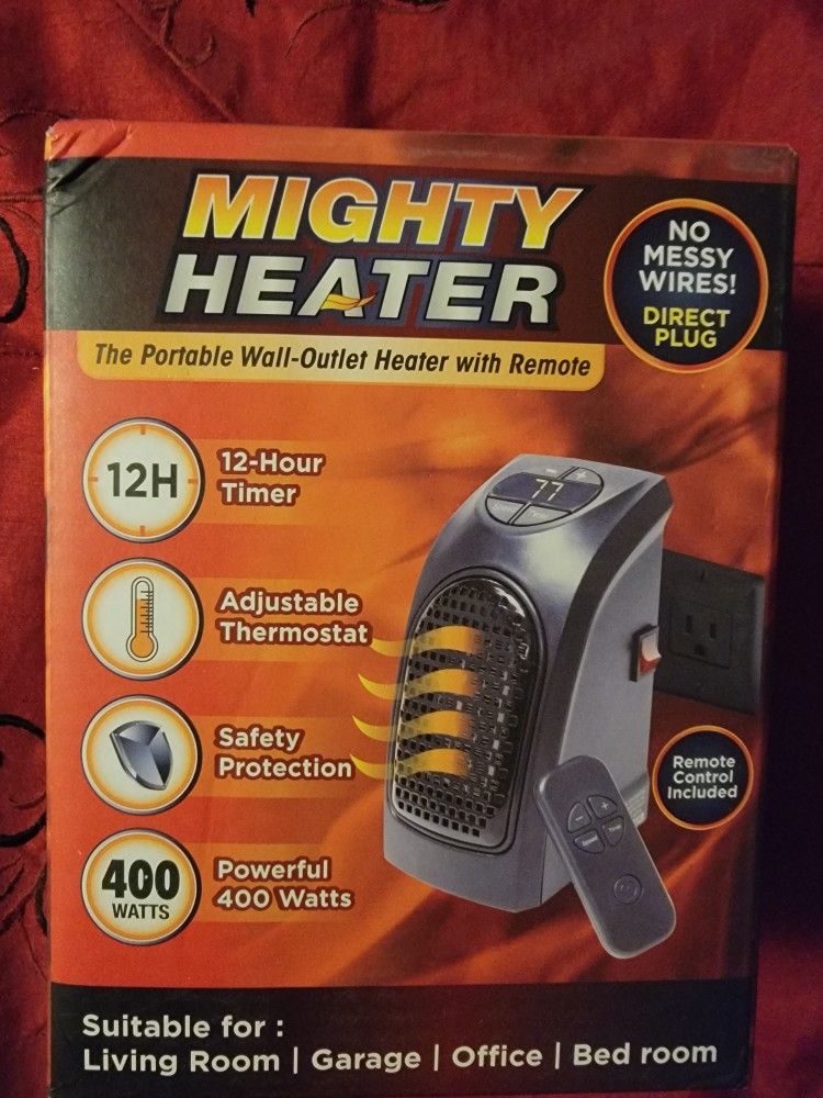 Portable wall outlet “Mighty Heater” 400 watts.
W/ Remote
