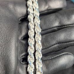 Brand New 7.5mm Silver Rope Chain 24-inch 