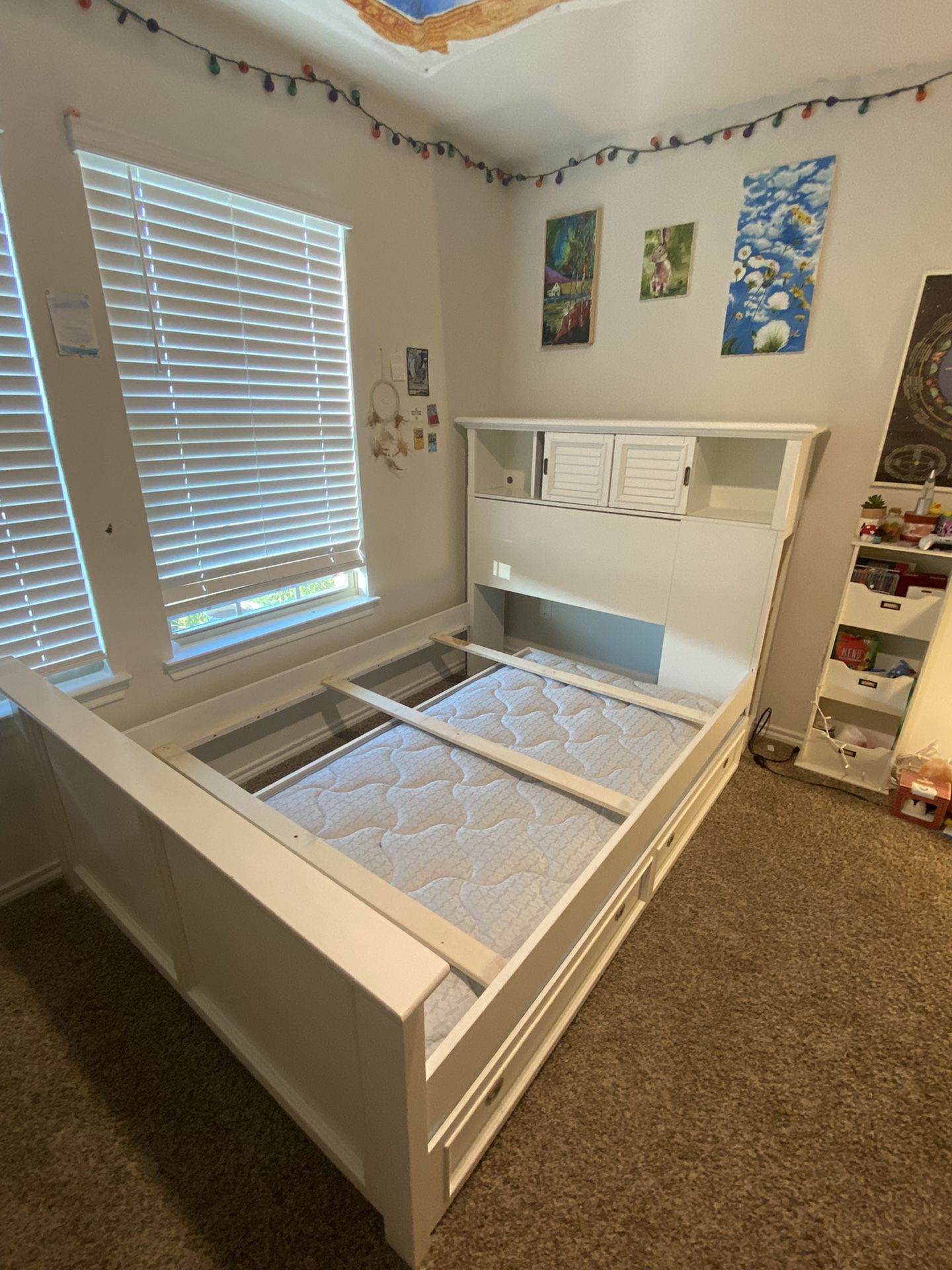 PRICE DROP | White Full Wooden Trundle | Rooms To Go | Including 1 Twin & 1 Full Mattress 