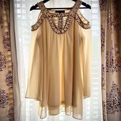 Boutique Jeweled Ivory Dress 