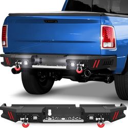 Pofenze Ram 1500 Rear Bumper for 2009-2018 Dodge Ram 1500 and 2019-2025 Dodge Ram 1500 Classic Black Pickup Truck Bumper