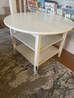 Ikea White Wooden Table With Shelves