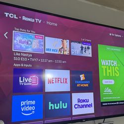 TCL 65’ TV with Soundbar & Subwoofer