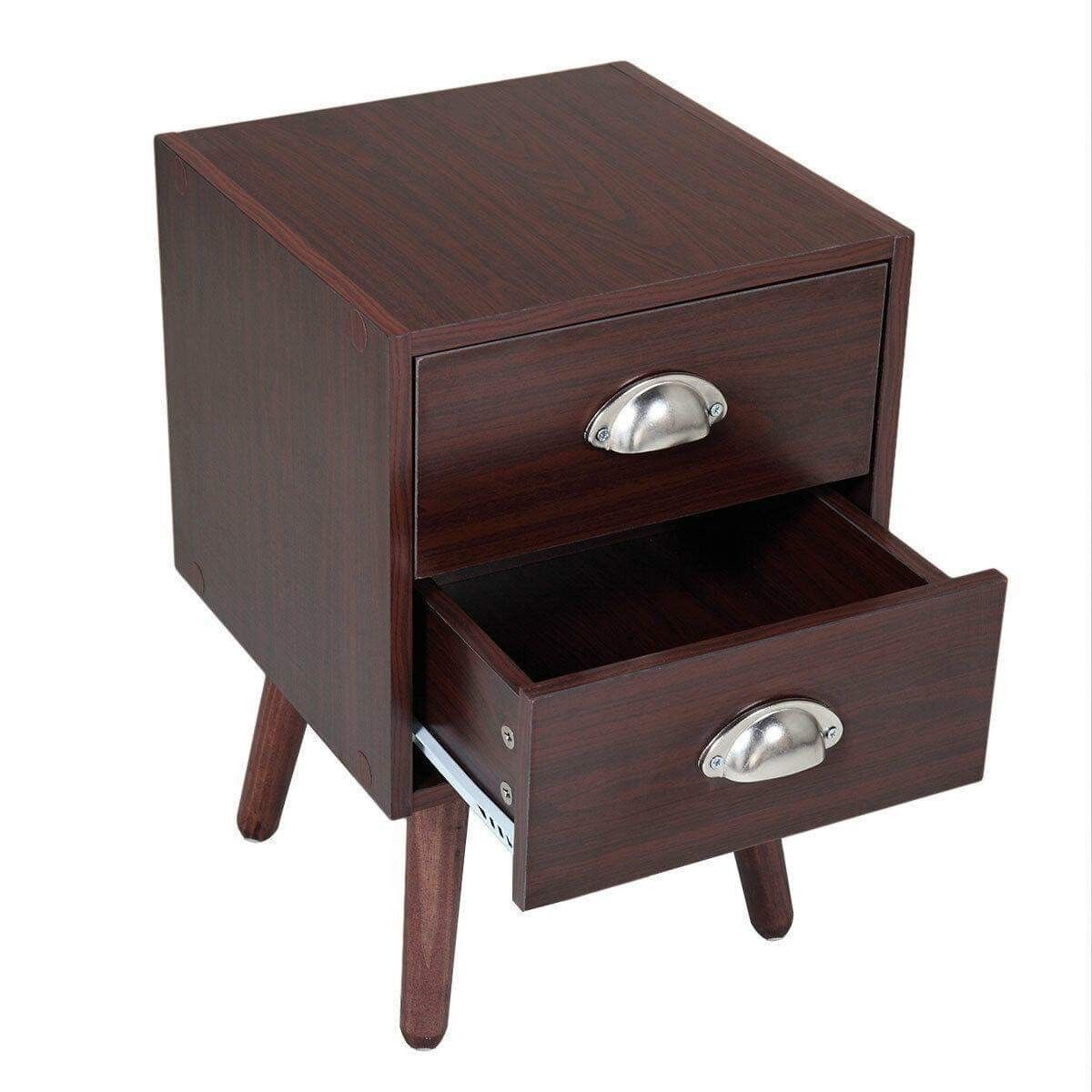 NEW Brown 2 Drawer Bedside Table