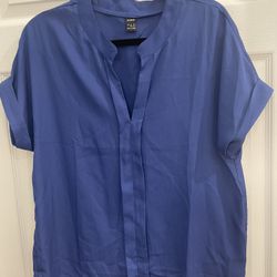 Shein Women’s Blue V Neck Blouse, Size Large 