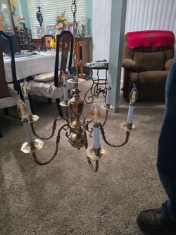 Solid brass 6 bulb chandelier lamp
