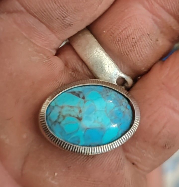 Blue Copper Turquoise Pendant dent