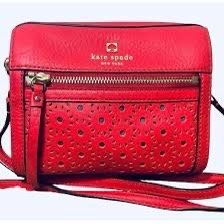 Kate Spade New York Perri Lane Bubbles Looloo or Reidy crossbody bag in red pebbled leather. 