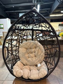 🔥Special Discount 🔥Indoor/Outdoor Wicker Tear Drop Hanging Chair (Stand Not Included)(Brown and Tan)💰99$