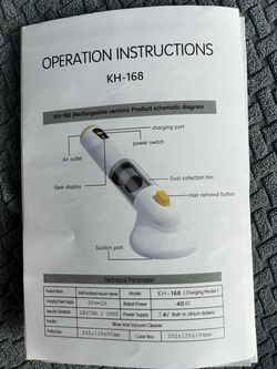 KH-168 Rechargeable Handheld Vacuum Cleaner Manual