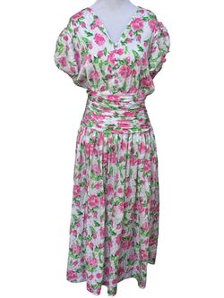 Vintage 80’s Dress by Maggy Boutique Women’s Sz XS-S Pink Flowers Croquette