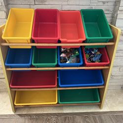 Rack With Multi-colored Storage Bins
