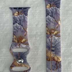 Watch Band For Apple Watch Lotus Flower Design Size Medium